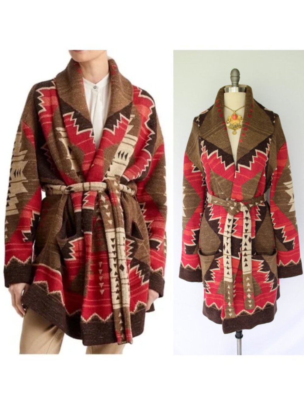 RALPH LAUREN collection Aztec southwestern wrap Cardigan sweater tribal Polo RRL